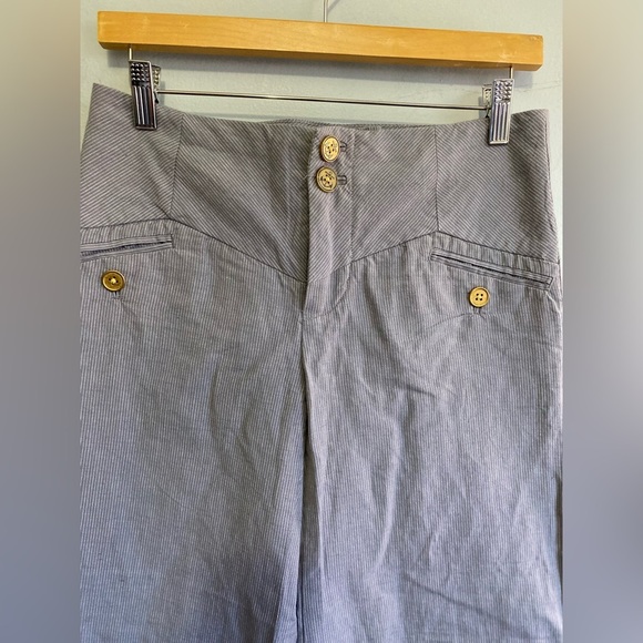 Elevenses Anthropologie Cropped Wide Leg Striped High Waist Pants Blue Size 2 - Picture 3 of 11